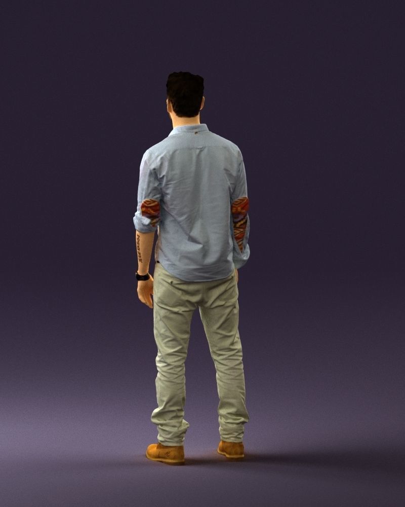 Man in blue top white jeans 0437 3D model_18