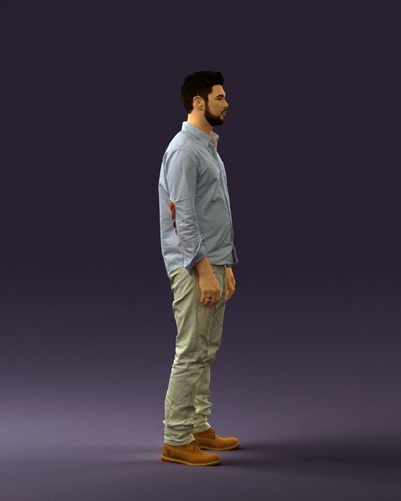Man in blue top white jeans 0437 3D model_9