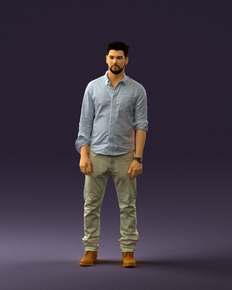 Man in blue top white jeans 0437 3D model_30