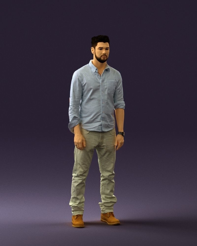 Man in blue top white jeans 0437 3D model_36