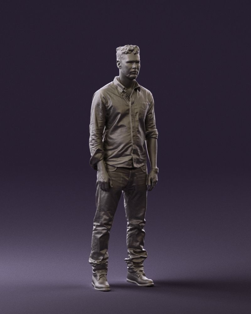Man in blue top white jeans 0437 3D model_4