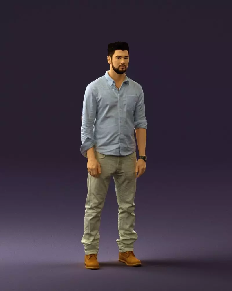 Man in blue top white jeans 0437 3D model_0