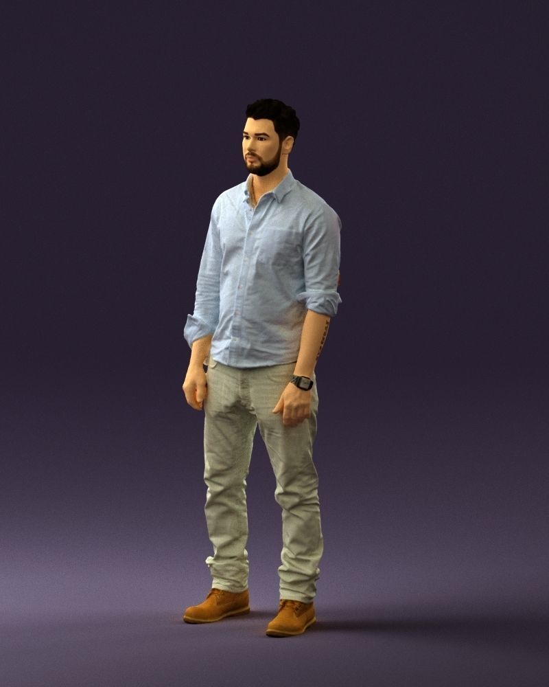 Man in blue top white jeans 0437 3D model_27