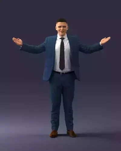 000297 Businessman in Blue Suit with Open Arms 1016 3dp