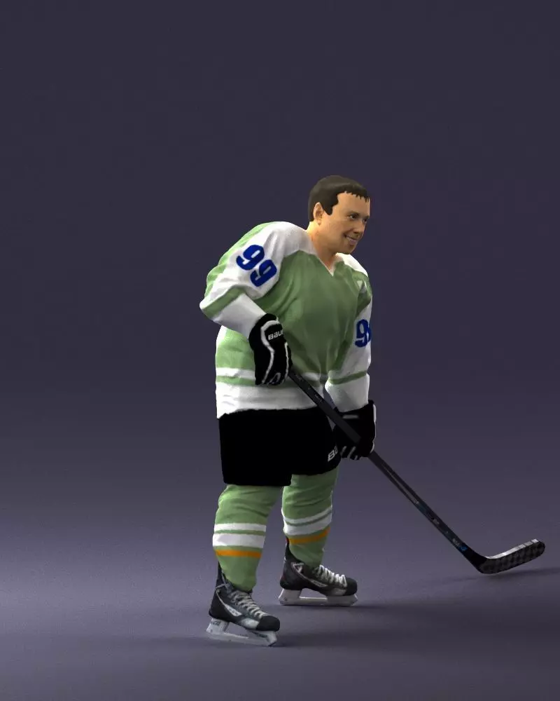 000621 Ice Hockey Player with Stick Full Body 3D Scan 3D model