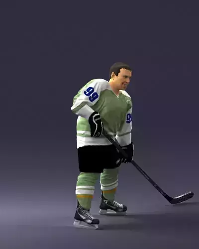 000621 Ice Hockey Player with Stick Full Body 3D Scan