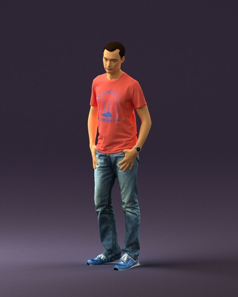 Man in pink shirt 0704 3D model_30