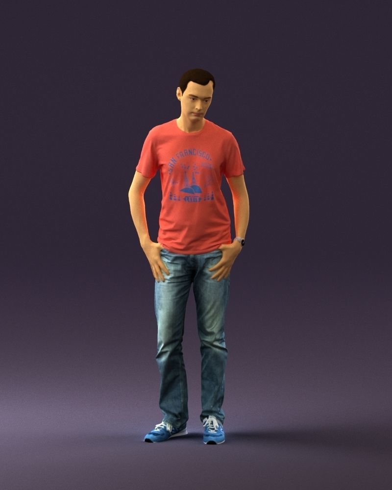 Man in pink shirt 0704 3D model_3
