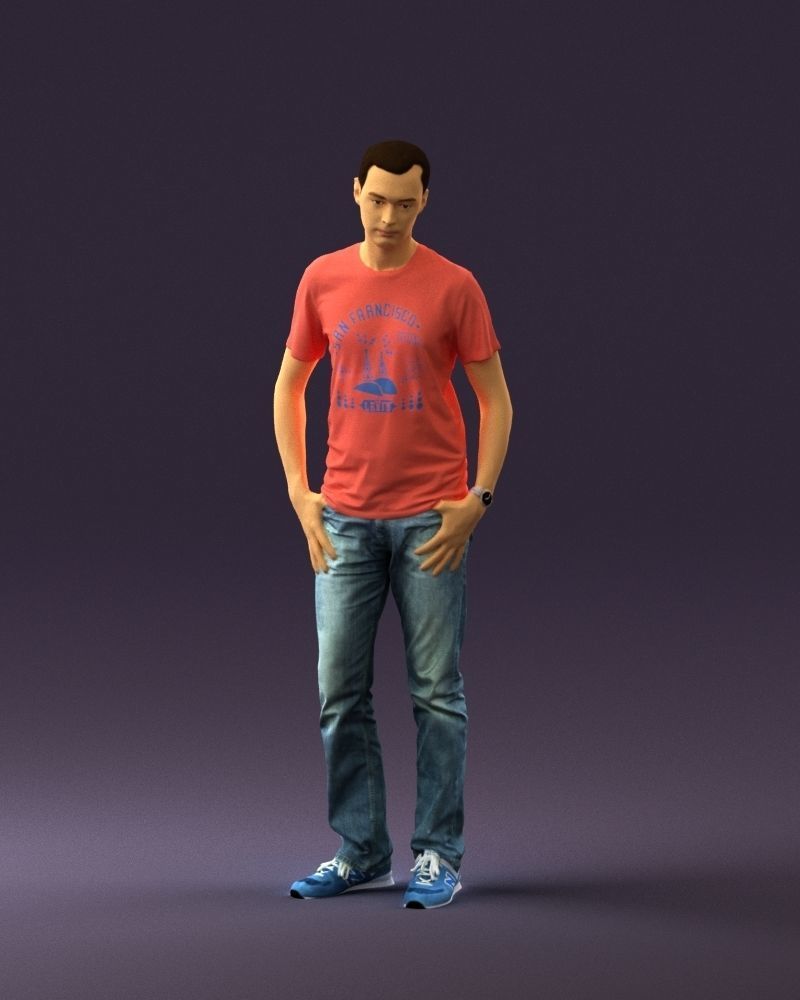 Man in pink shirt 0704 3D model_33