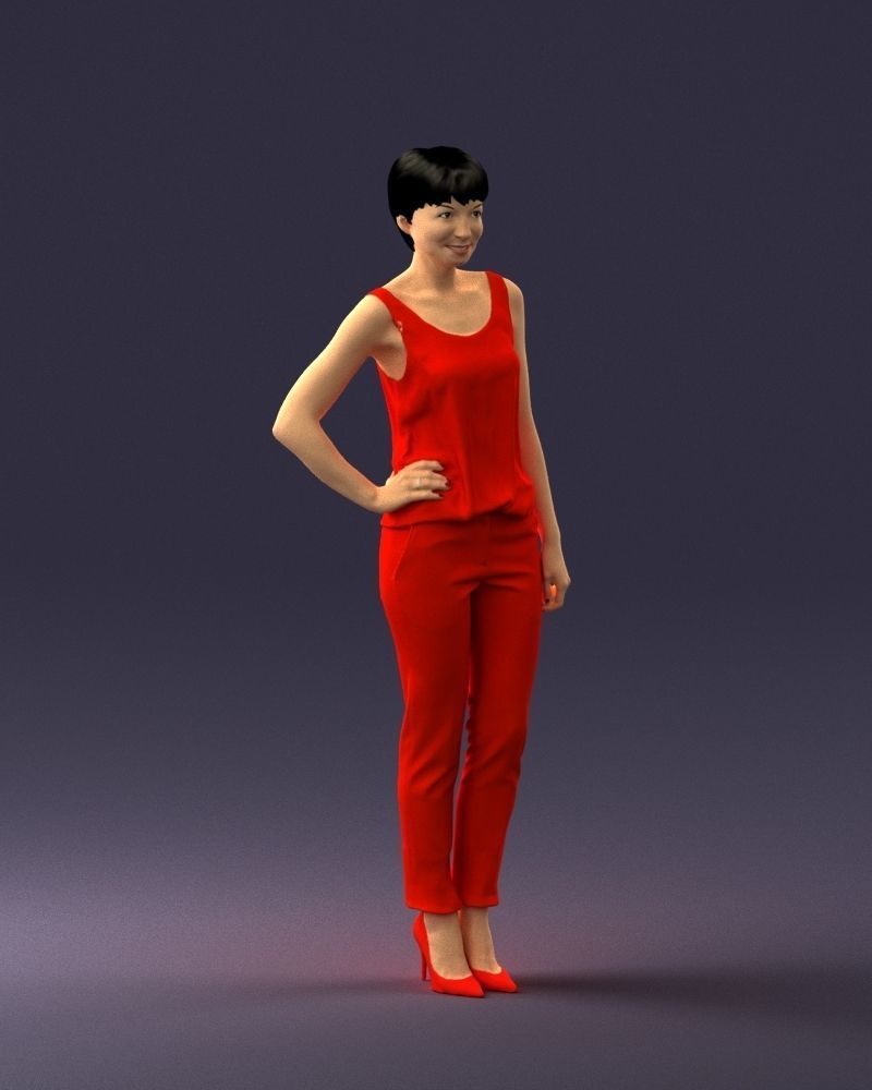Woman in red suit 0365 3D model_33