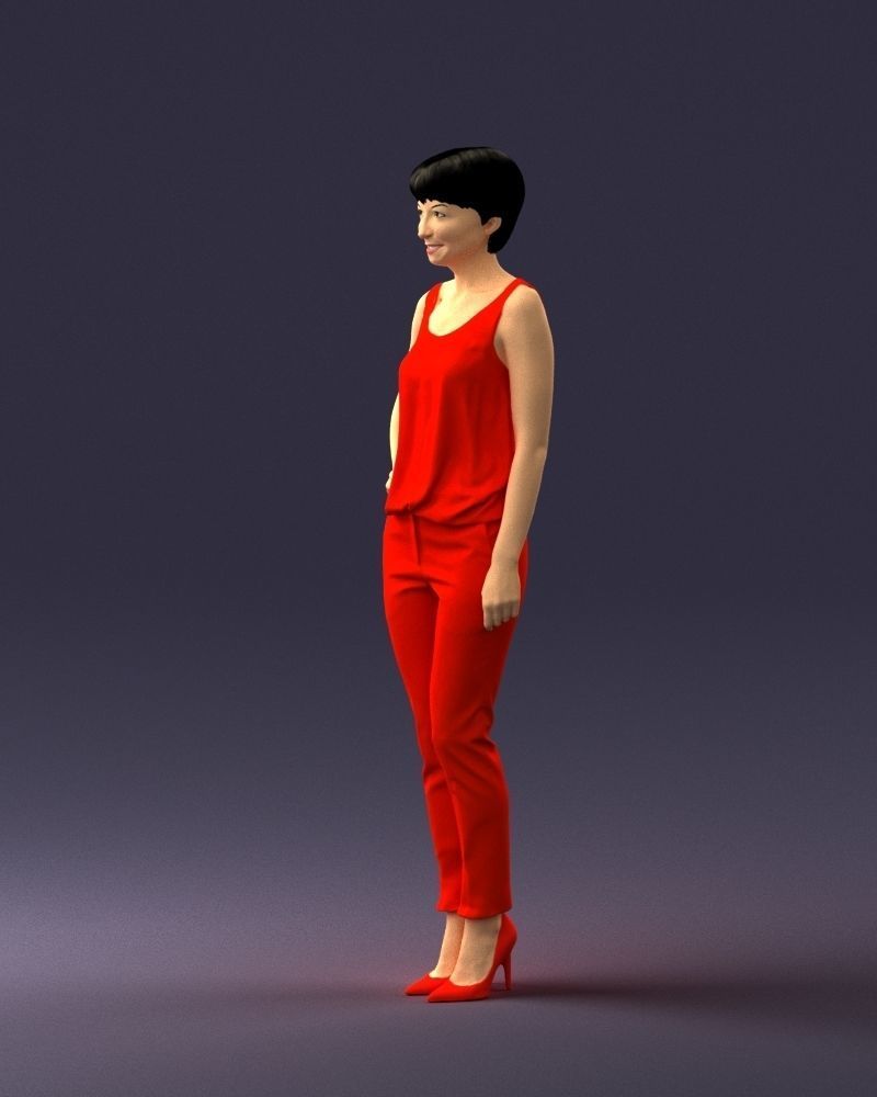 Woman in red suit 0365 3D model_6