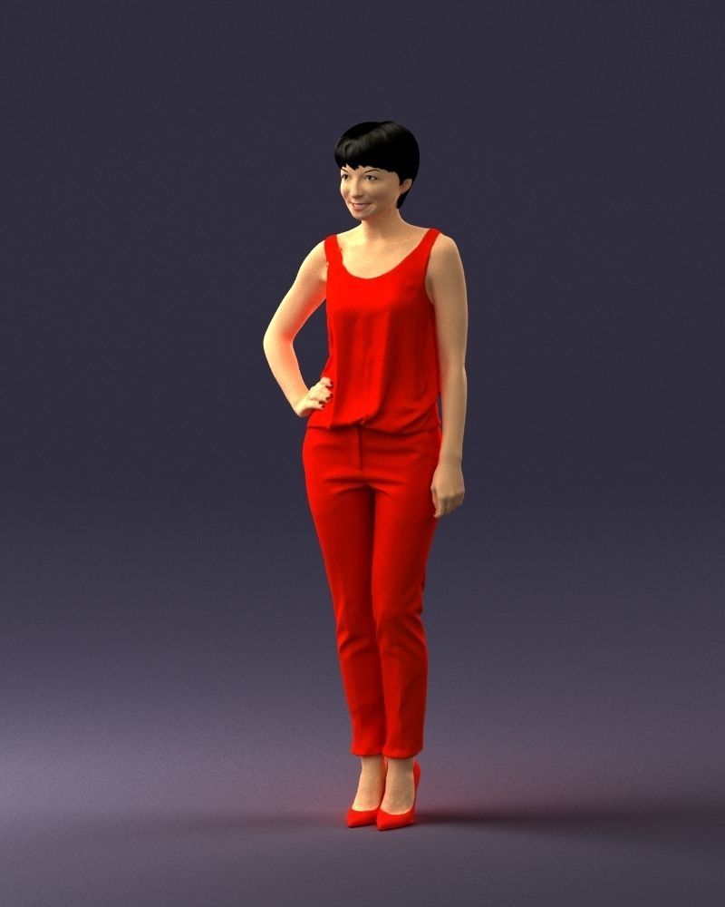 Woman in red suit 0365 3D model_3