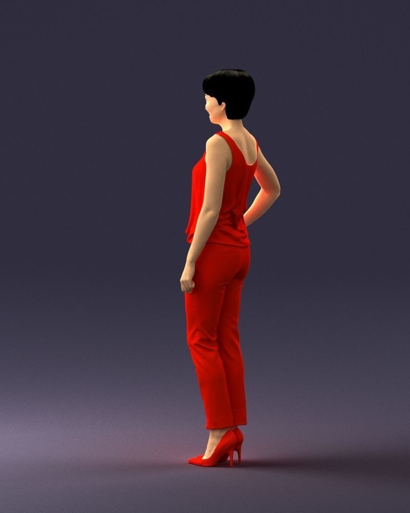 Woman in red suit 0365 3D model_12