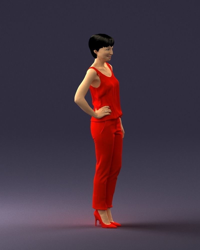 Woman in red suit 0365 3D model_30