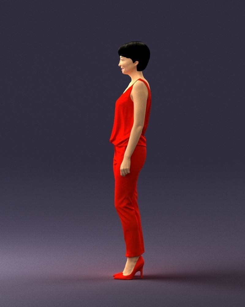 Woman in red suit 0365 3D model_9