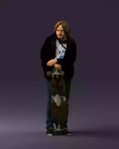 Man with skateboard and beats 0647