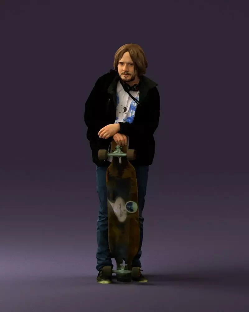 Man with skateboard and beats 0647 3D model