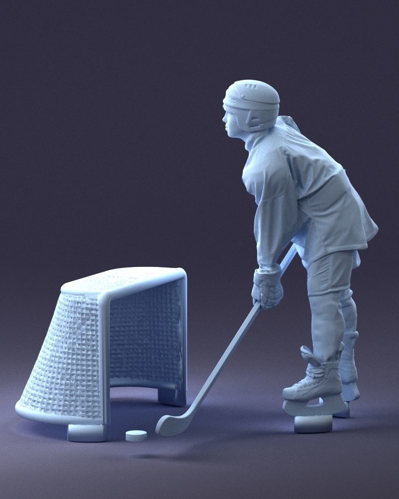 000296 3D Printable Hockey Player with Goal Sports Figurine 1014 3D print model_19