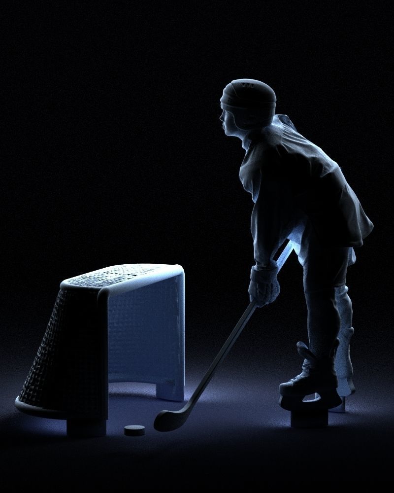 000296 3D Printable Hockey Player with Goal Sports Figurine 1014 3D print model_36
