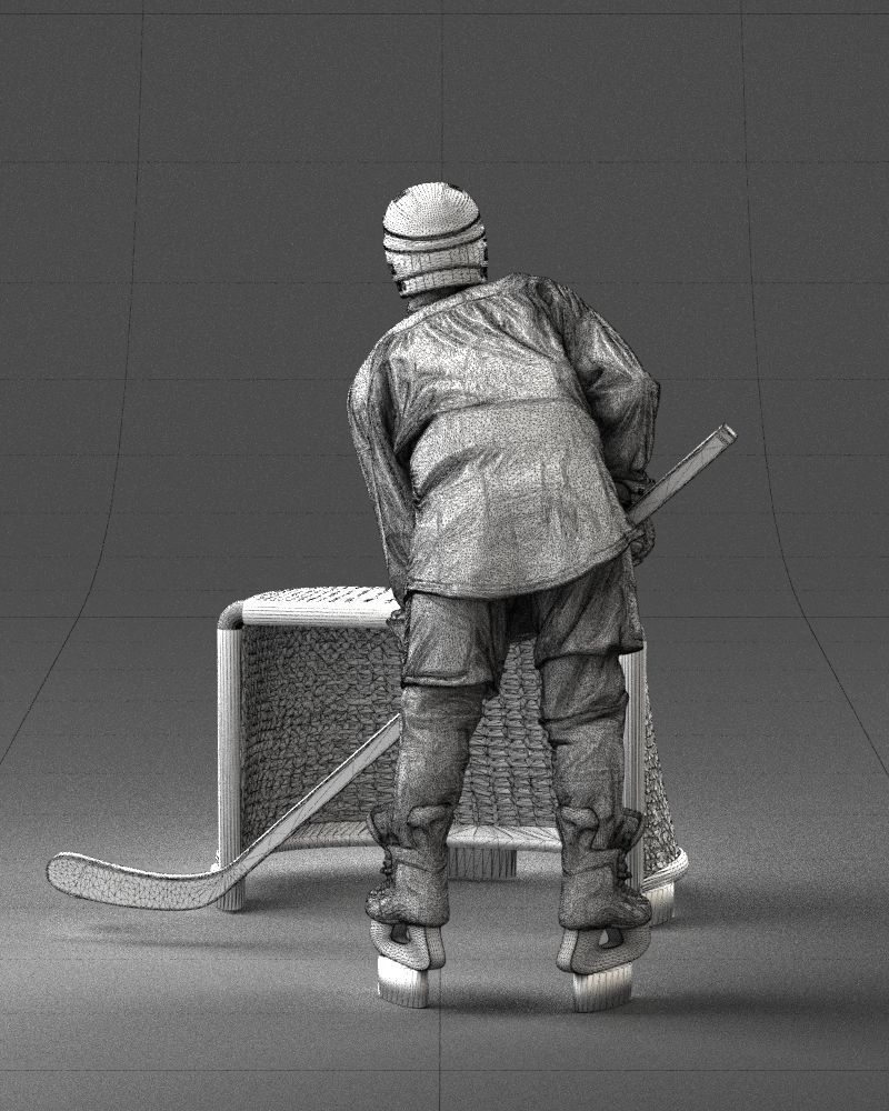 000296 3D Printable Hockey Player with Goal Sports Figurine 1014 3D print model_16