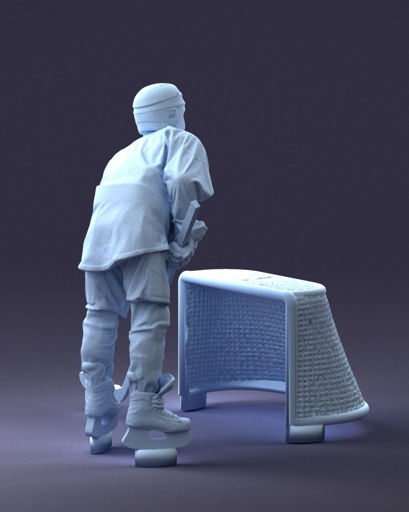 000296 3D Printable Hockey Player with Goal Sports Figurine 1014 3D print model_13