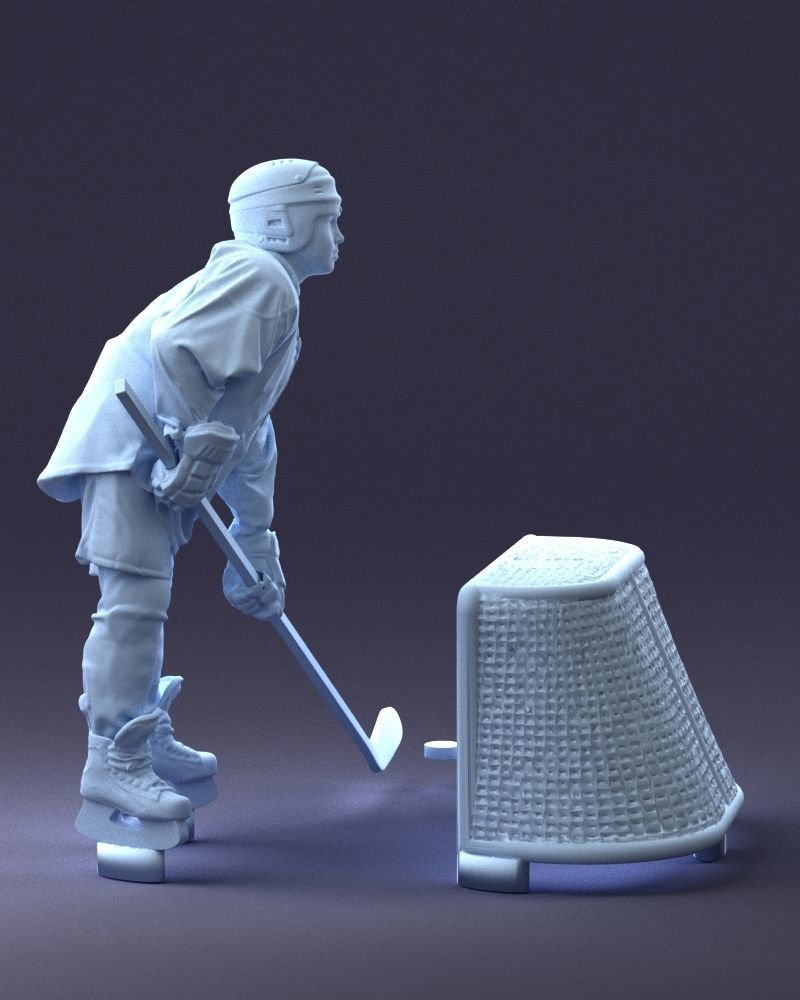 000296 3D Printable Hockey Player with Goal Sports Figurine 1014 3D print model_11