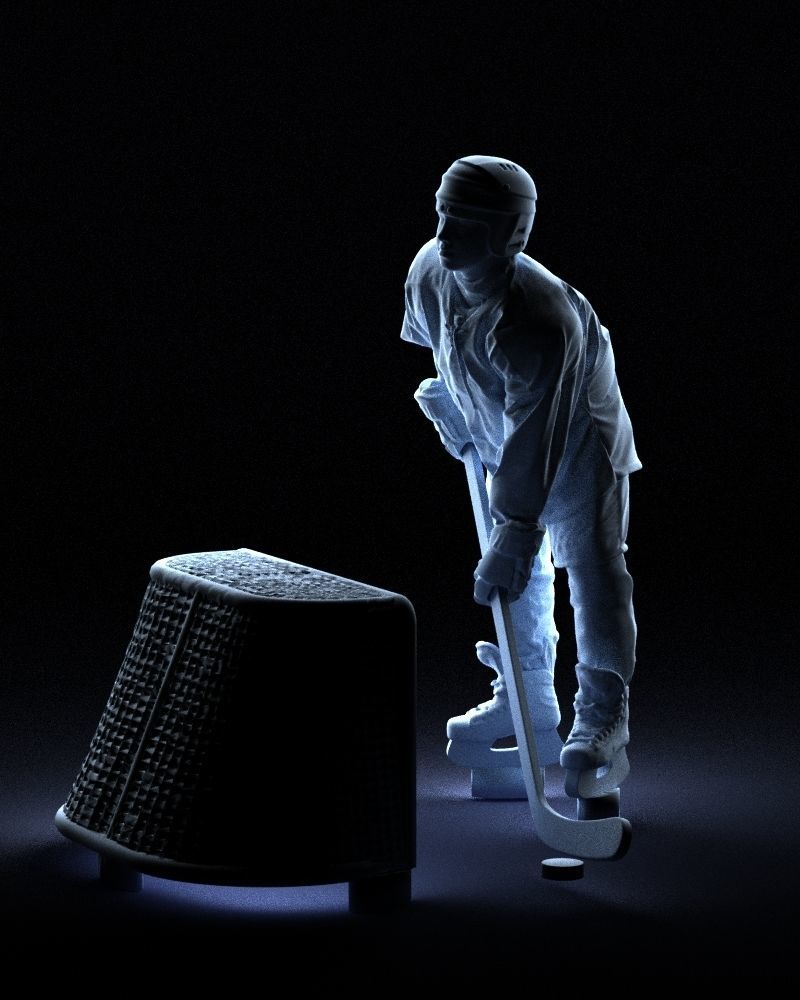000296 3D Printable Hockey Player with Goal Sports Figurine 1014 3D print model_38