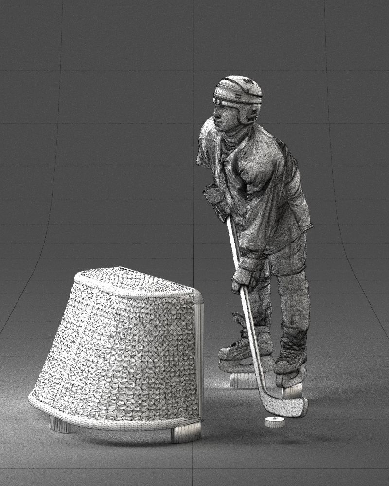 000296 3D Printable Hockey Player with Goal Sports Figurine 1014 3D print model_24