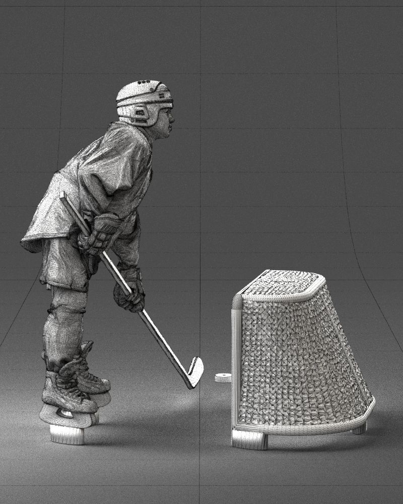 000296 3D Printable Hockey Player with Goal Sports Figurine 1014 3D print model_12