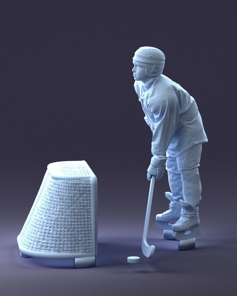 000296 3D Printable Hockey Player with Goal Sports Figurine 1014 3D print model_21