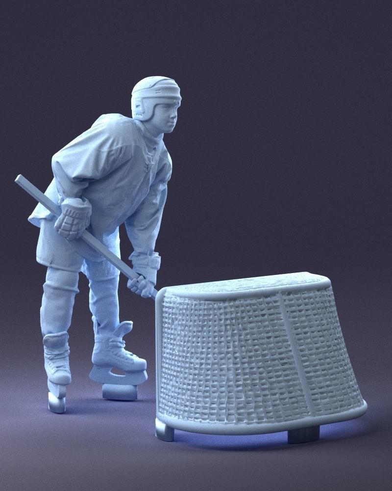 000296 3D Printable Hockey Player with Goal Sports Figurine 1014 3D print model_9