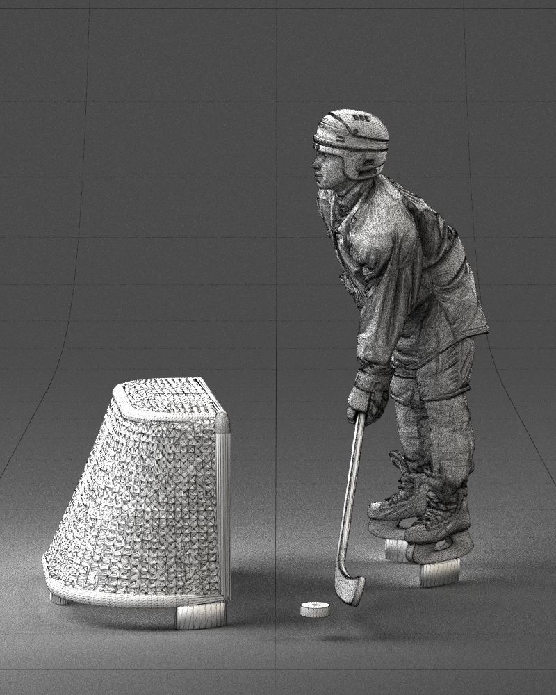 000296 3D Printable Hockey Player with Goal Sports Figurine 1014 3D print model_22