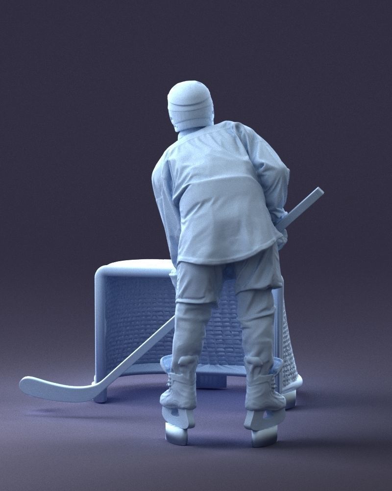 000296 3D Printable Hockey Player with Goal Sports Figurine 1014 3D print model_15