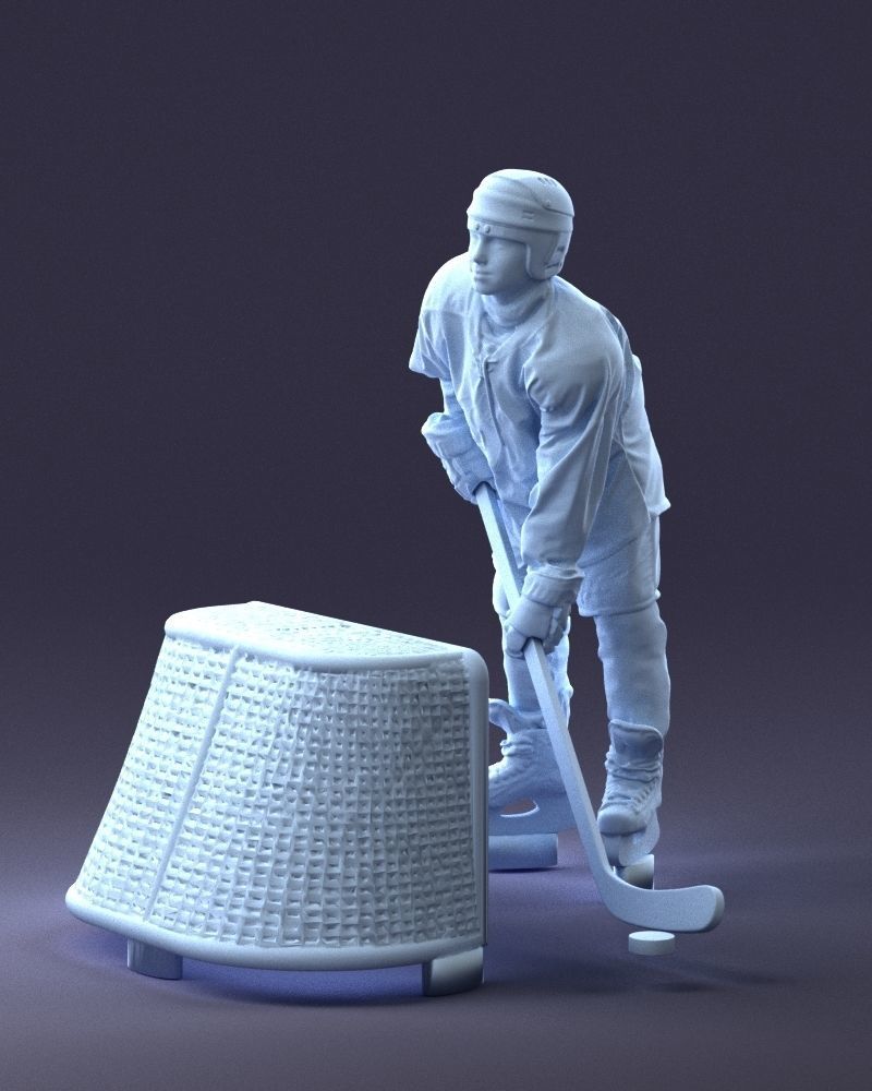 000296 3D Printable Hockey Player with Goal Sports Figurine 1014 3D print model_25