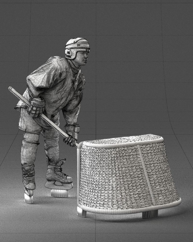 000296 3D Printable Hockey Player with Goal Sports Figurine 1014 3D print model_10