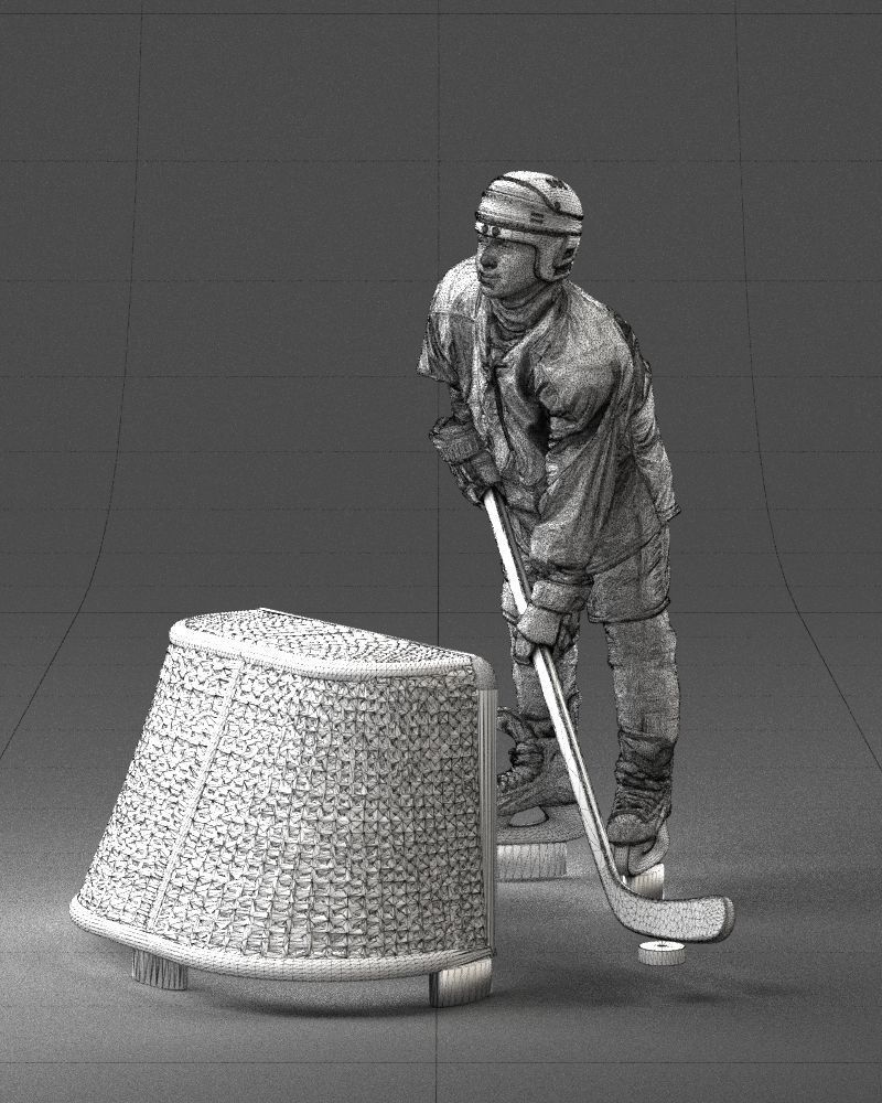 000296 3D Printable Hockey Player with Goal Sports Figurine 1014 3D print model_26