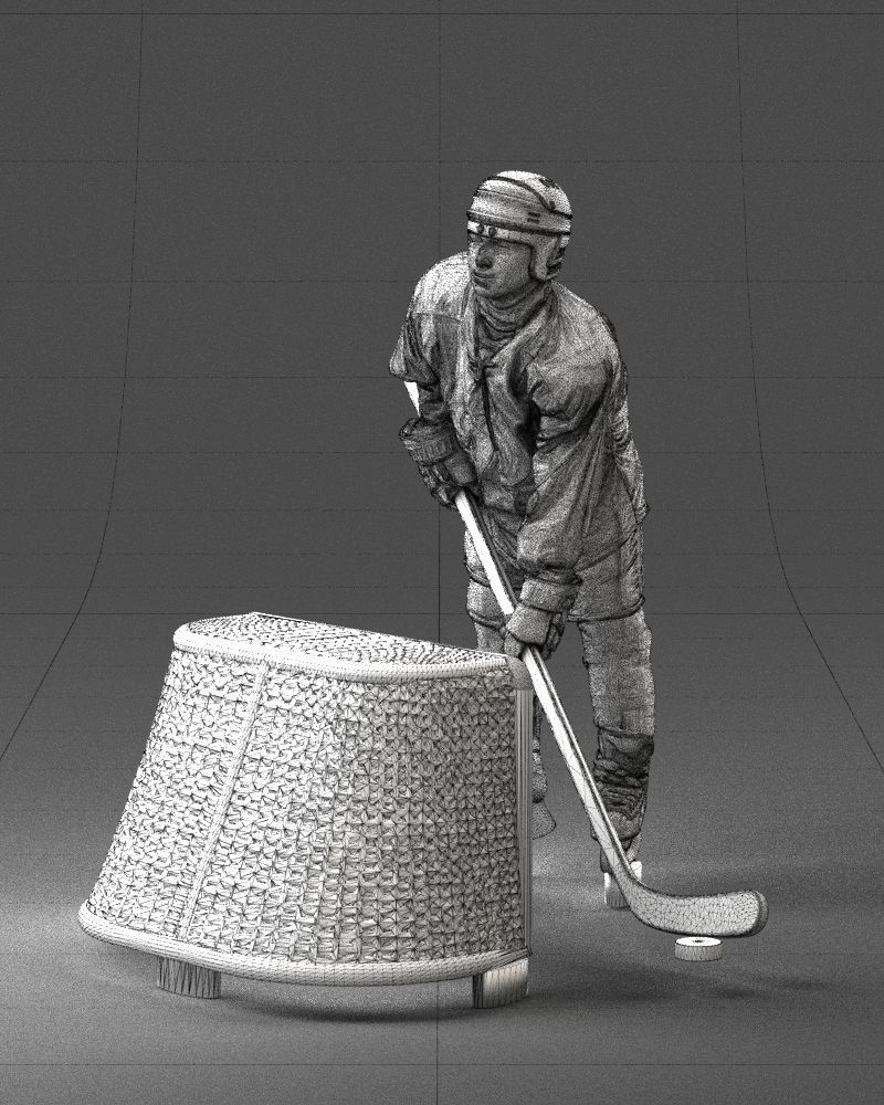 000296 3D Printable Hockey Player with Goal Sports Figurine 1014 3D print model_4