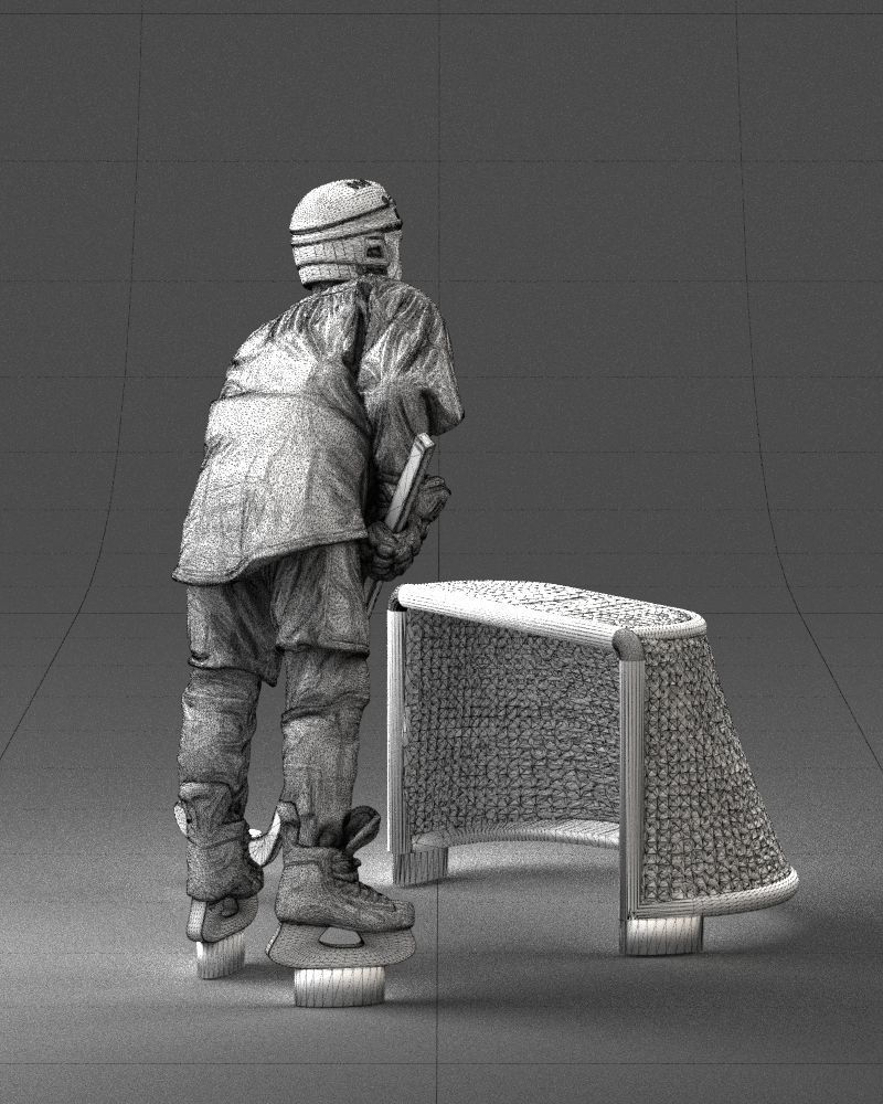 000296 3D Printable Hockey Player with Goal Sports Figurine 1014 3D print model_14