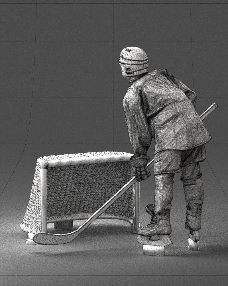 000296 3D Printable Hockey Player with Goal Sports Figurine 1014 3D print model_18