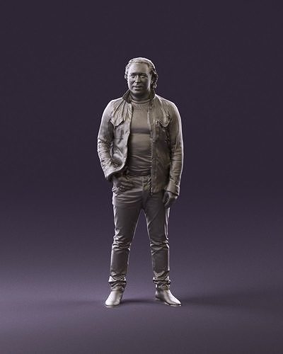 Man in dark gray jacket white shirt peace 0925 3D Print Ready 3D print model