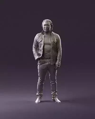 Man in dark gray jacket white shirt peace 0925 3D Print Ready 3D print model
