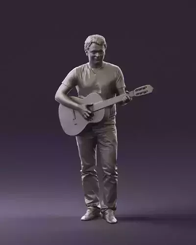 Man with acoustic guitar 0758 3D Print Ready 3D print model