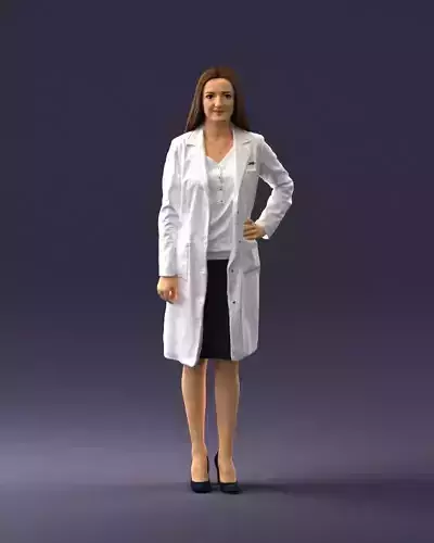 Woman doctor in a white coat 0259 3D Print Ready 3D print model
