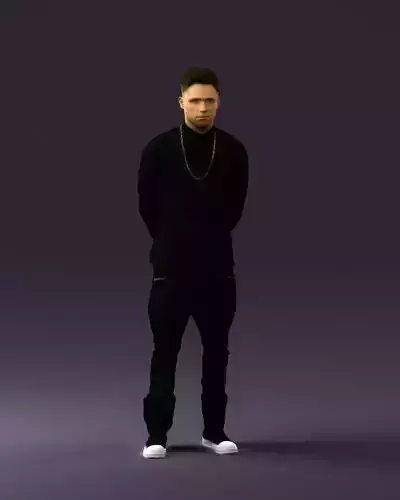 Man in black golden chain 0530