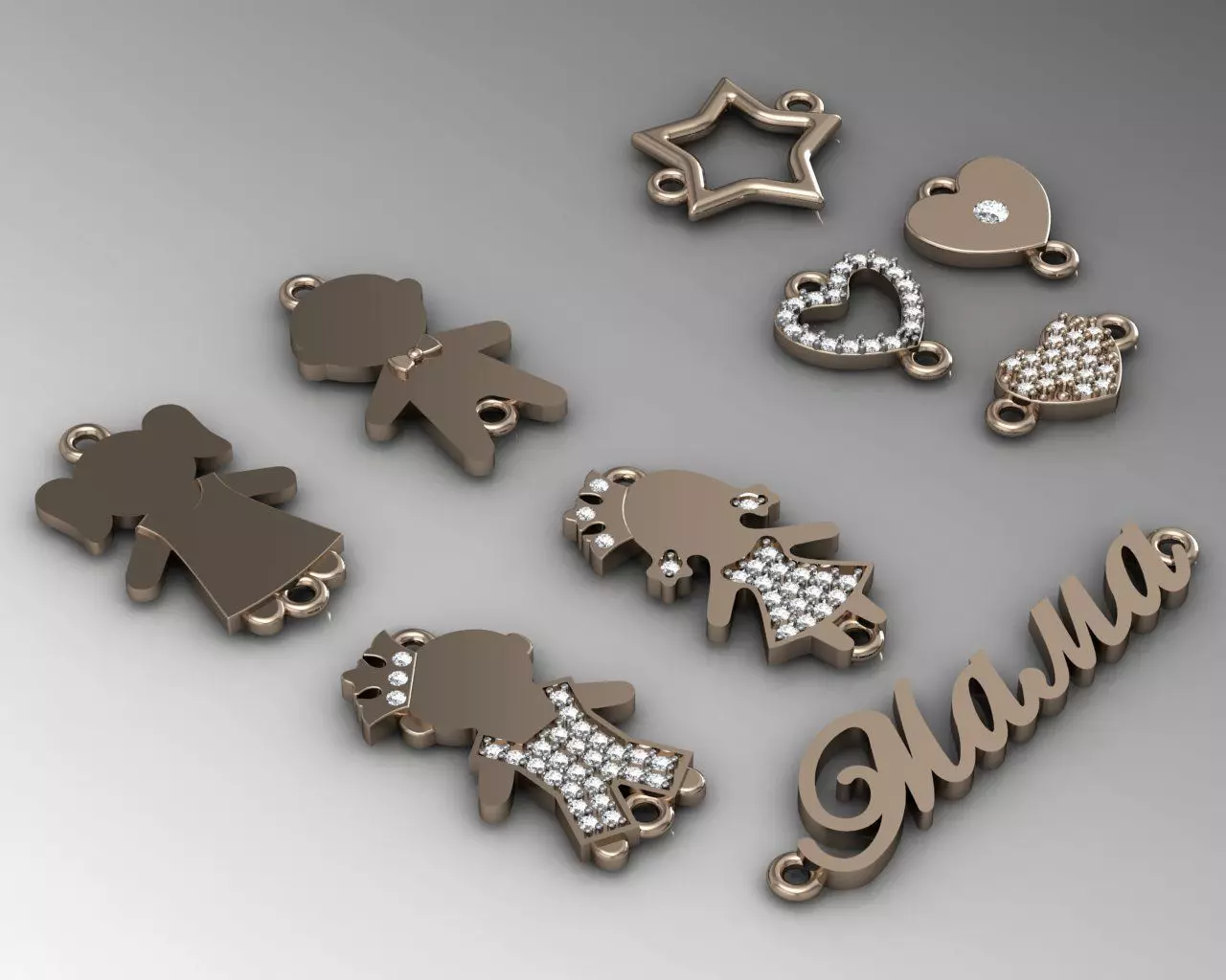 9 pendants for braslet ready for 3d print 3D print model