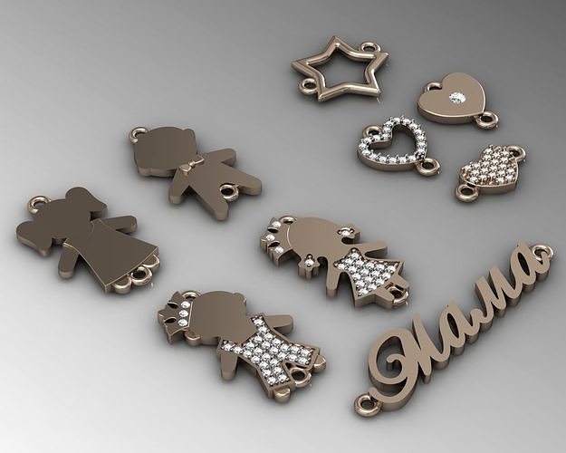 9 pendants for braslet ready for 3d print 3D print model