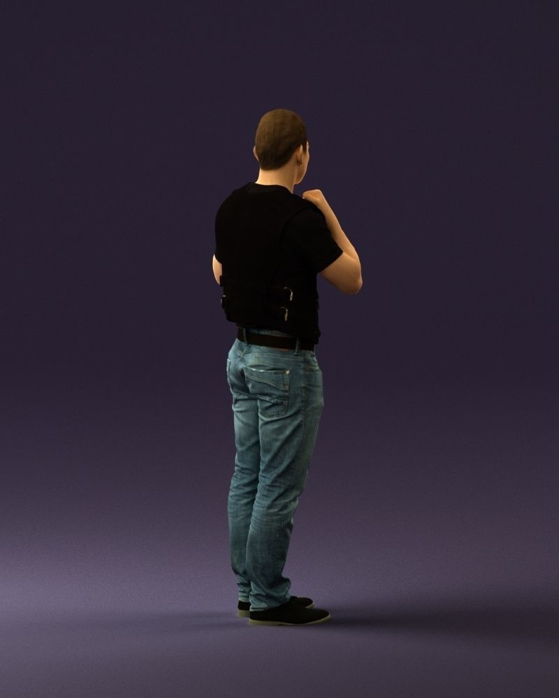 Man in black vest boxer pose 0814 3D Print Ready 3D print model_11