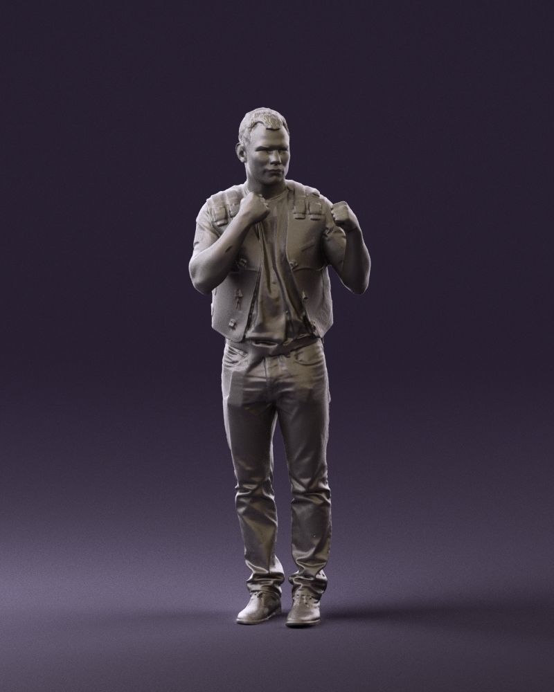 Man in black vest boxer pose 0814 3D Print Ready 3D print model_2