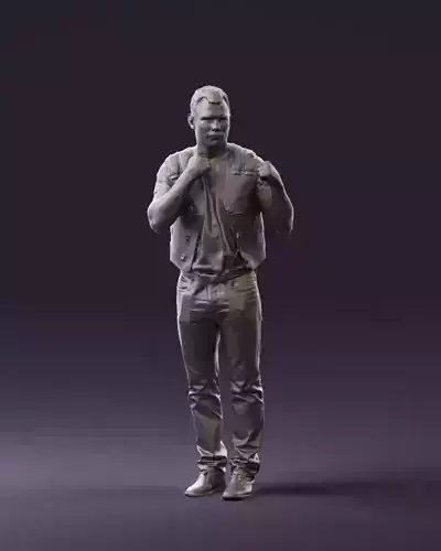 Man in black vest boxer pose 0814 3D Print Ready 3D print model