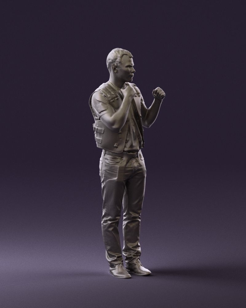 Man in black vest boxer pose 0814 3D Print Ready 3D print model_6